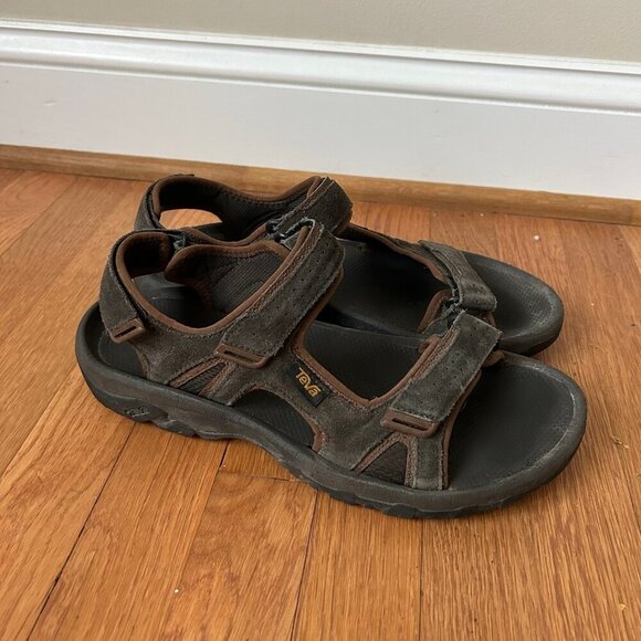 Teva Men’s Katavi 2 Outdoor Work Hiking Velcro Strap Sandals Brown Black Size 11 - Picture 3 of 7
